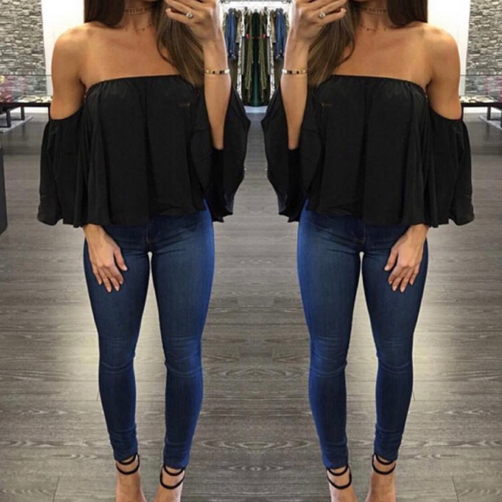 LAST‼️ Off-shoulder black top - Picture 4 of 6